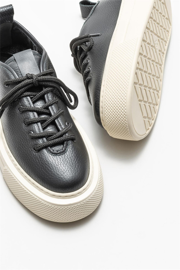 Siyah deri kadın sneaker - Elle Shoes