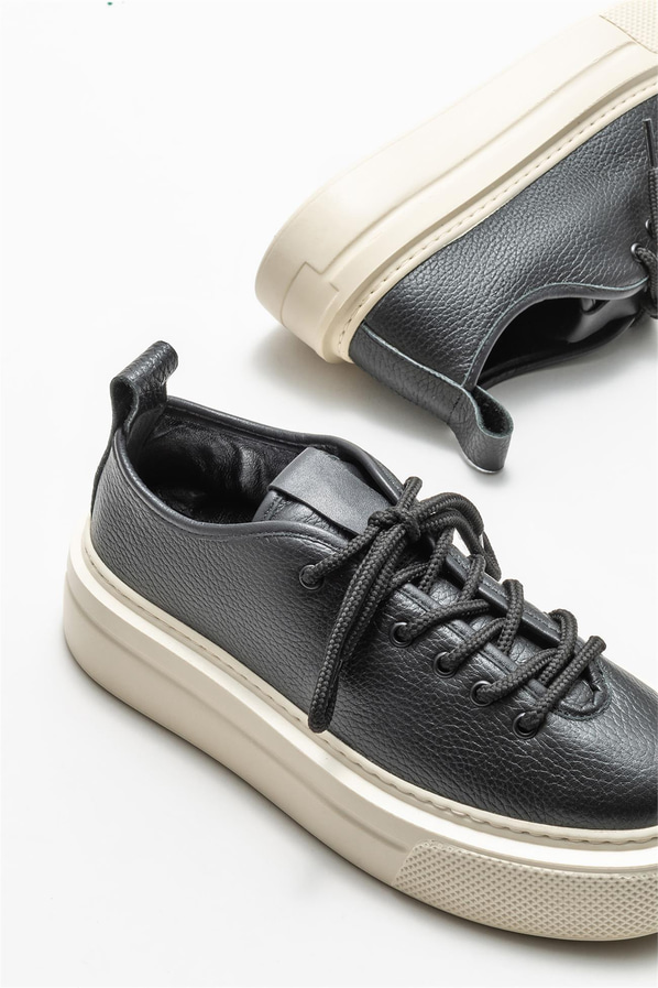Siyah deri kadın sneaker - Elle Shoes