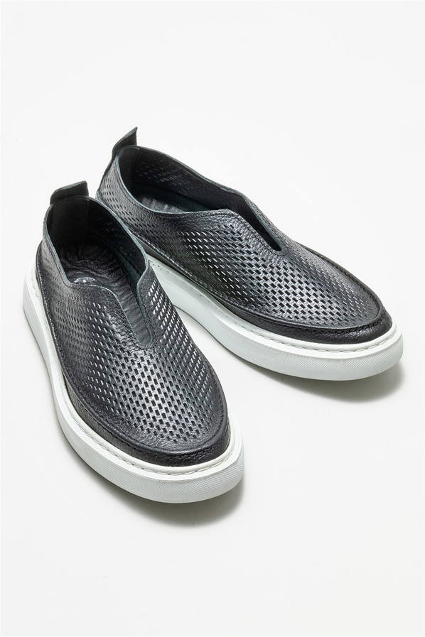 Siyah deri kadın spor ayakkabı - Elle Shoes