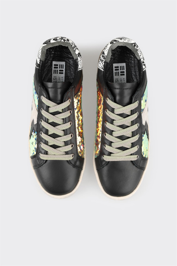 Siyah deri kadın sneaker - Elle Shoes