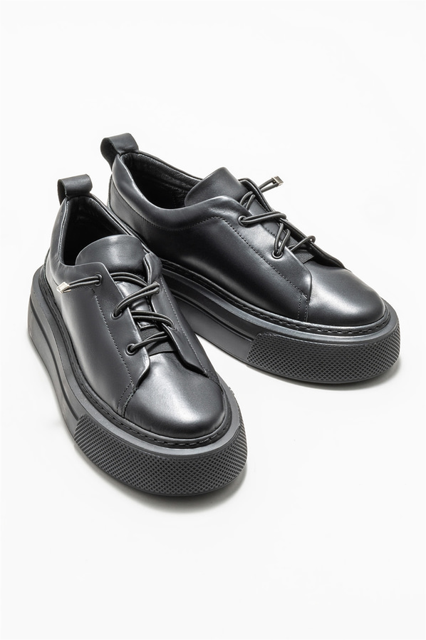 Siyah deri kadın sneaker - Elle Shoes