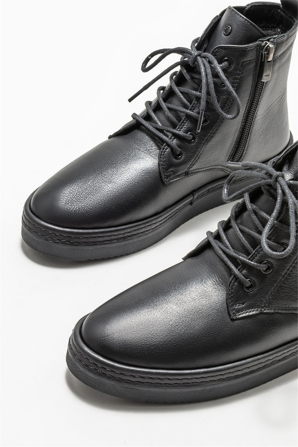 Siyah deri kadın bot - Elle Shoes
