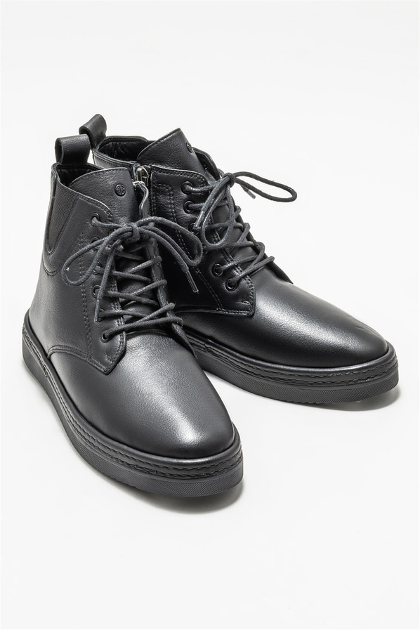 Siyah deri kadın bot - Elle Shoes