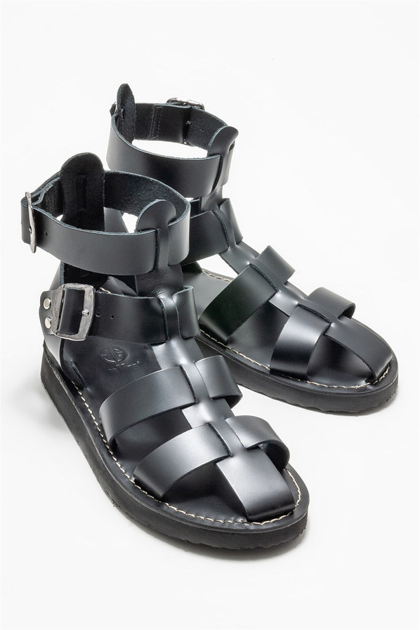 Siyah deri kadın sandalet - Elle Shoes
