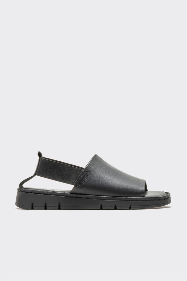 Siyah deri kadın sandalet, rahat kullanım için - Elle Shoes