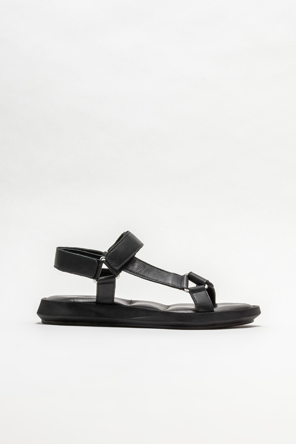 Siyah deri kadın sandalet - Elle Shoes