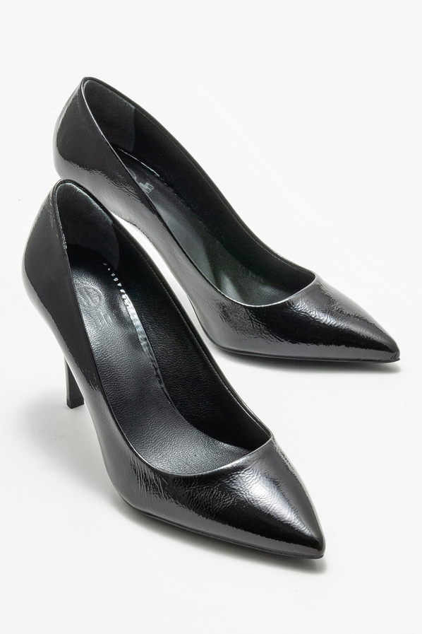Siyah Deri Kadın Stiletto