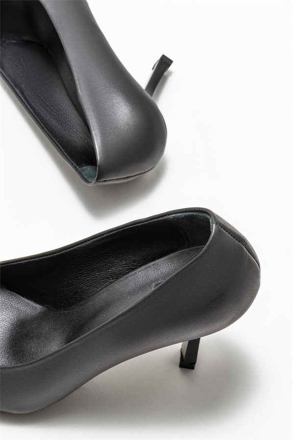 Siyah deri kadın stiletto - Elle Shoes