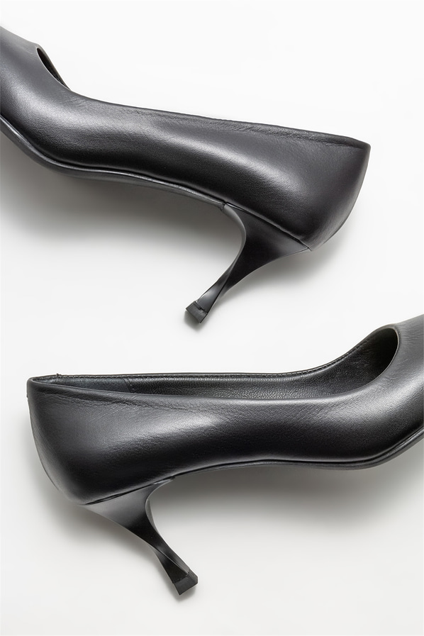 Siyah deri kadın stiletto - Elle Shoes