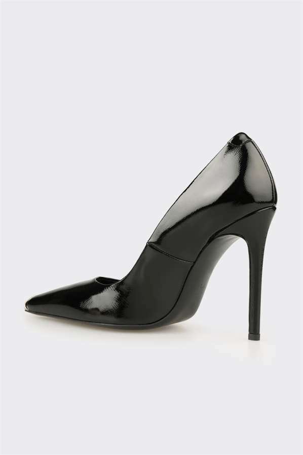 Siyah Deri Kadın Stiletto