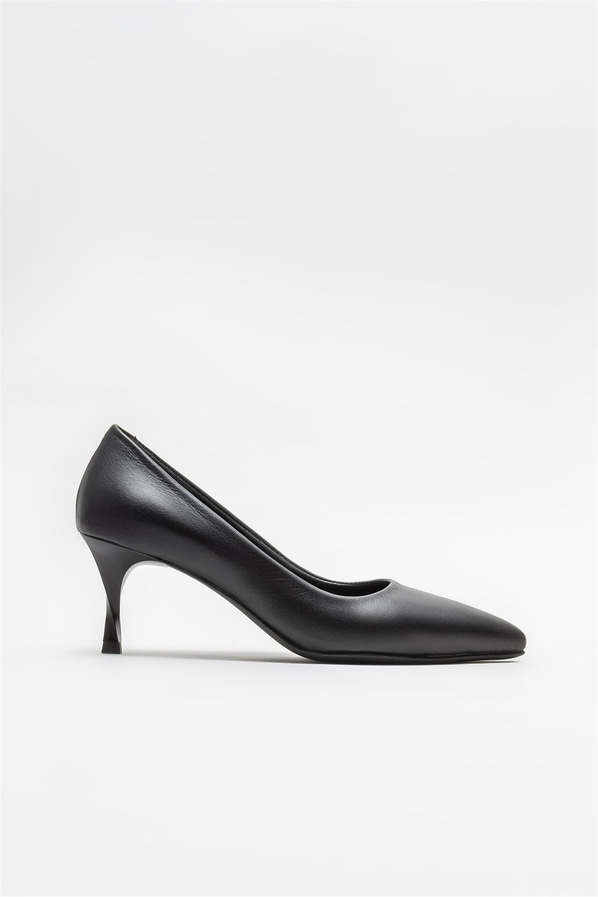 Siyah deri kadın stiletto - Elle Shoes