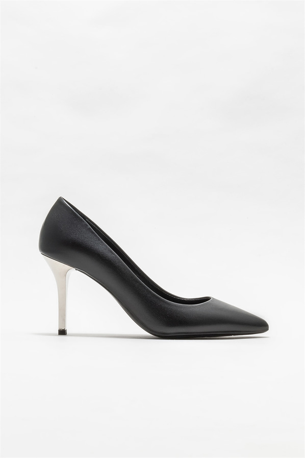 Siyah deri kadın stiletto - Elle Shoes