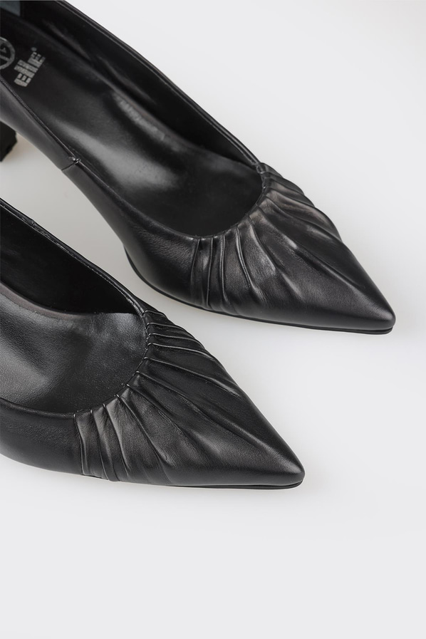 Siyah deri kadın stiletto - Elle Shoes