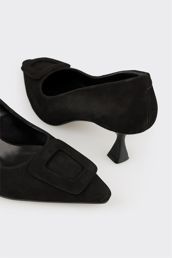 Siyah Deri Kadın Stiletto