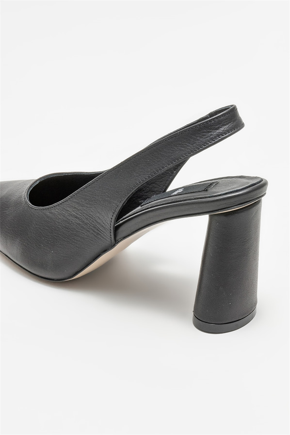 Siyah deri kadın stiletto - Elle Shoes