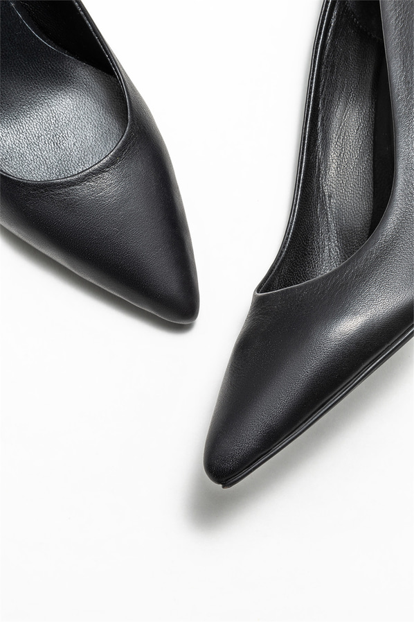 Siyah deri kadın stiletto - Elle Shoes