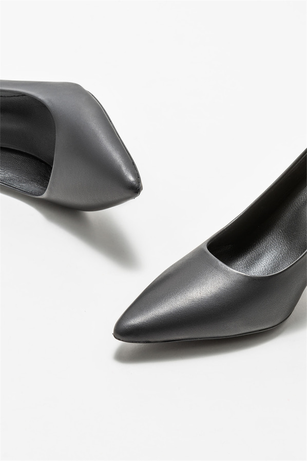 Siyah deri kadın stiletto - Elle Shoes