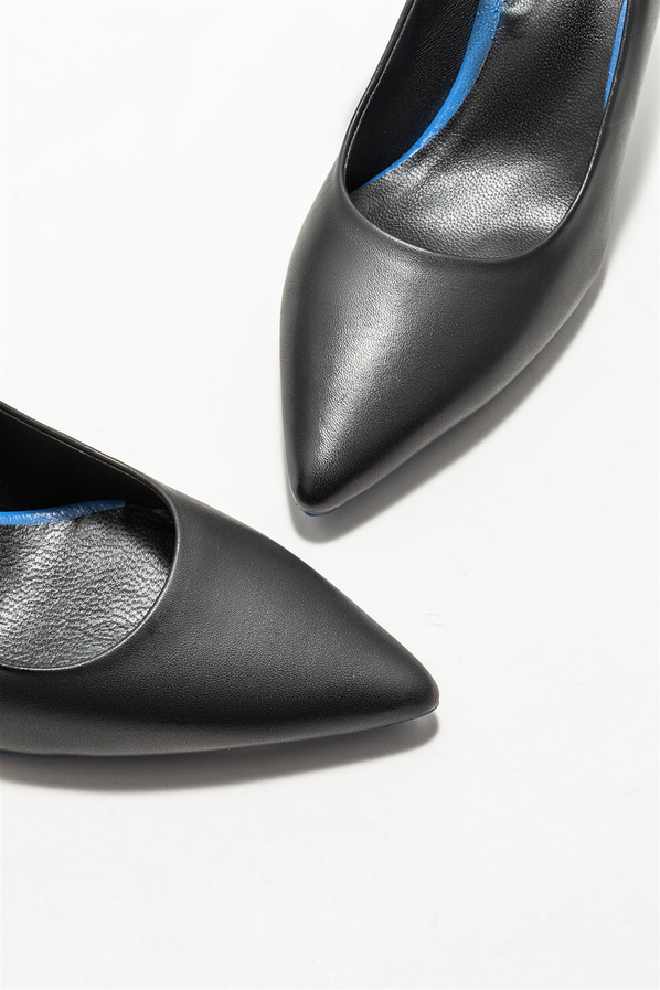 Siyah deri kadın stiletto - Elle Shoes