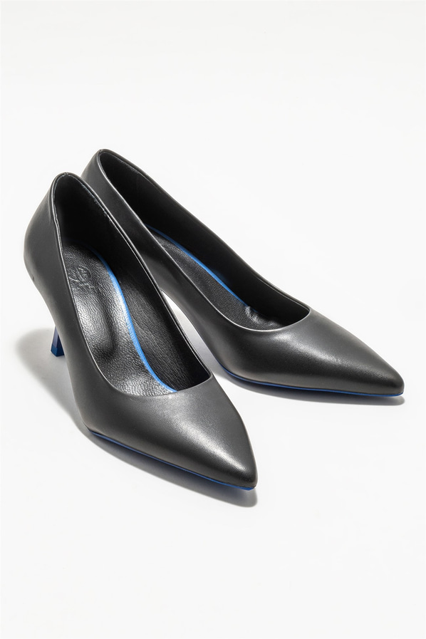 Siyah deri kadın stiletto - Elle Shoes