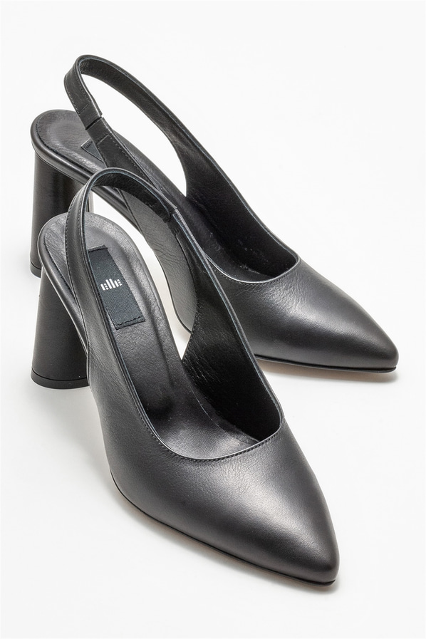 Siyah deri kadın stiletto - Elle Shoes