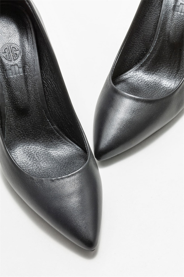 Siyah deri kadın stiletto - Elle Shoes