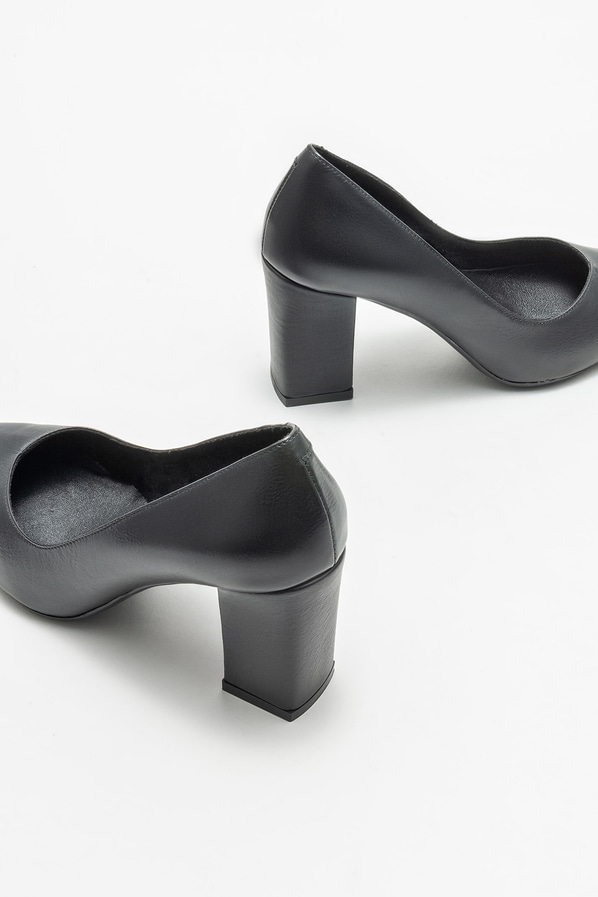 Siyah deri kadın stiletto - Elle Shoes