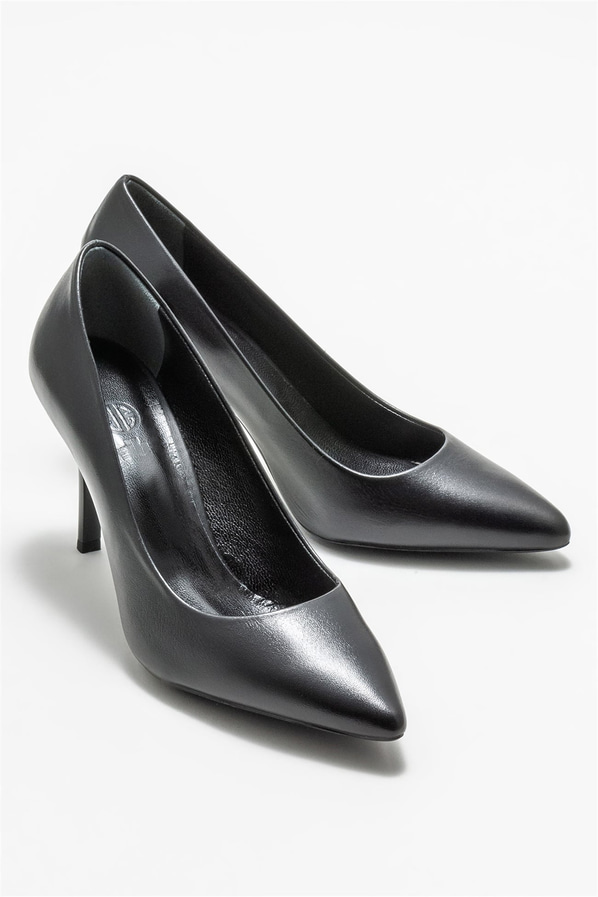 Siyah deri kadın stiletto - Elle Shoes