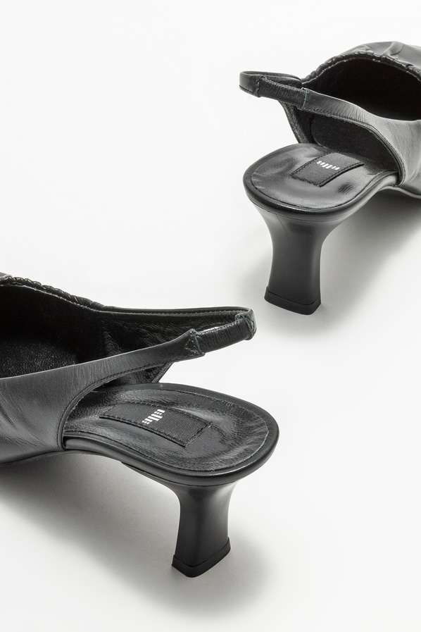 Siyah deri kadın stiletto - Elle Shoes