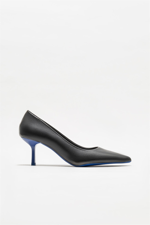 Siyah deri kadın stiletto - Elle Shoes