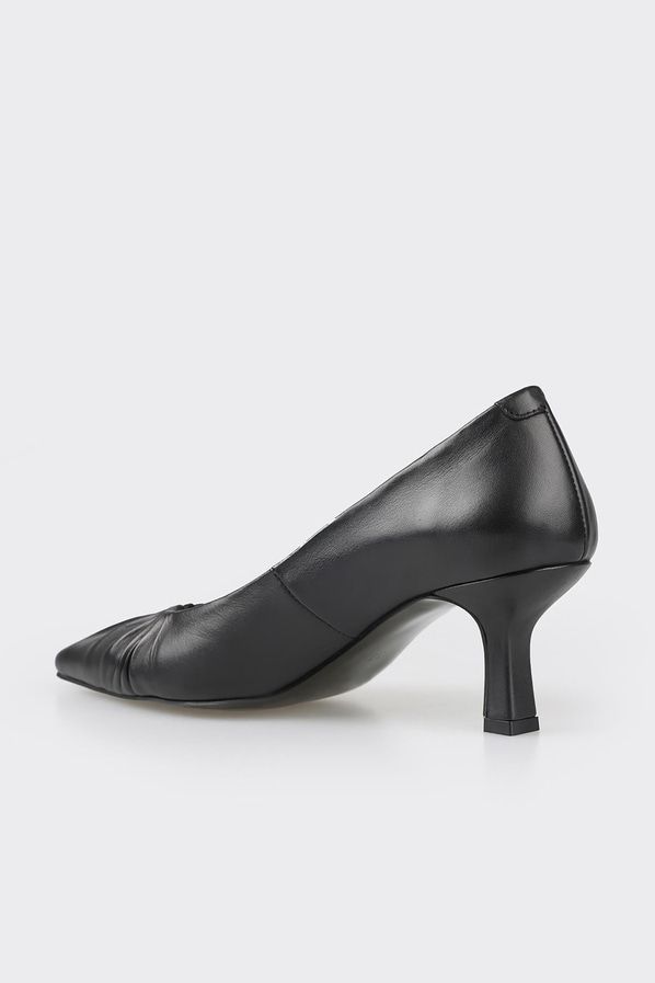 Siyah deri kadın stiletto - Elle Shoes