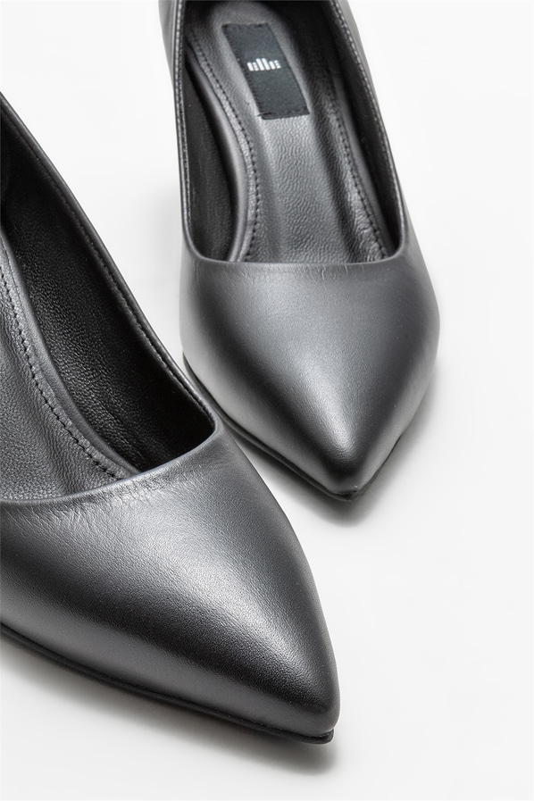 Siyah deri kadın stiletto - Elle Shoes