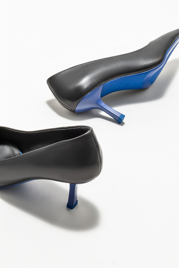 Siyah deri kadın stiletto - Elle Shoes
