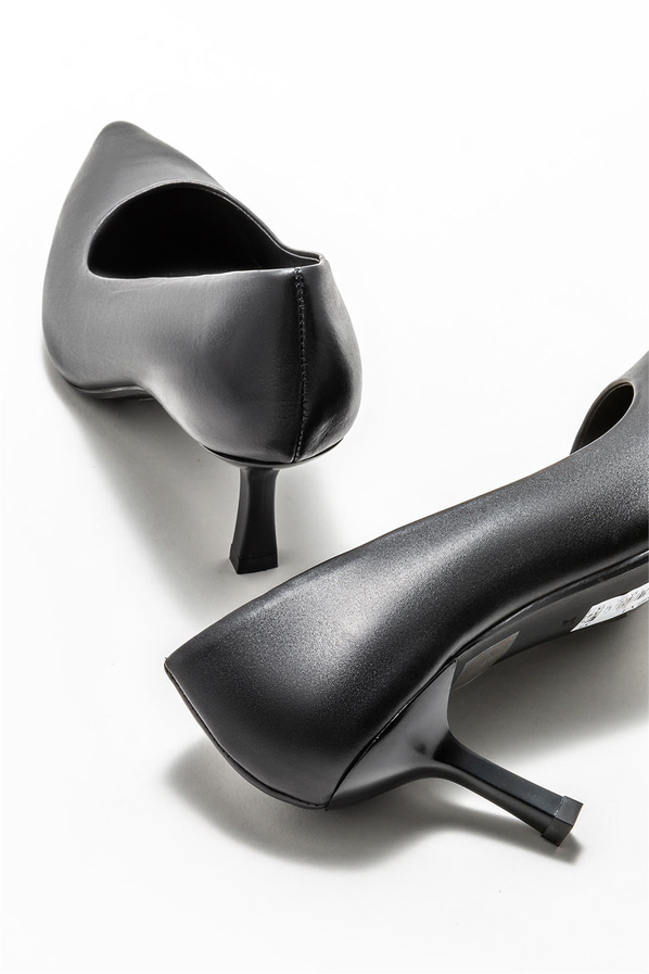 Siyah deri kadın stiletto - Elle Shoes