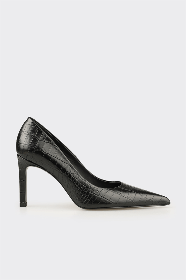 Siyah Deri Kadın Stiletto