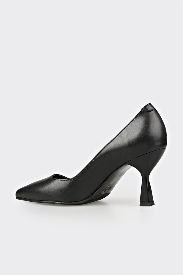 Siyah deri kadın stiletto, rahat kullanım için - Elle Shoes