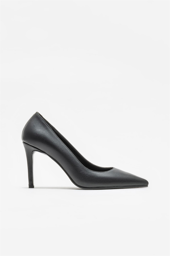 Siyah deri kadın stiletto - Elle Shoes