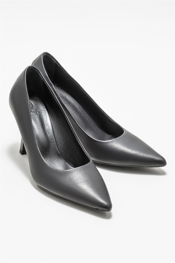 Siyah deri kadın stiletto - Elle Shoes