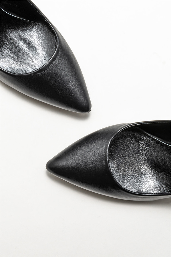 Siyah deri kadın stiletto - Elle Shoes