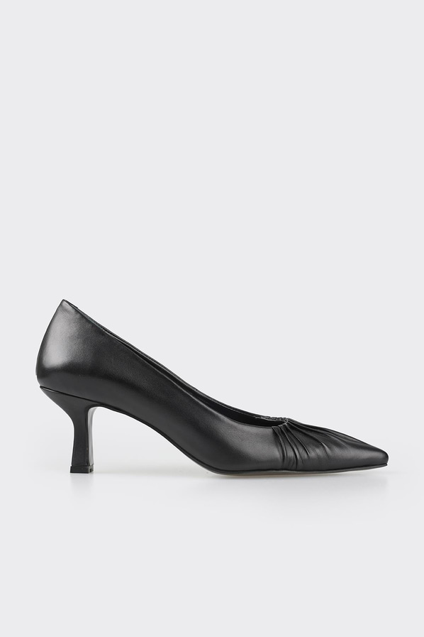 Siyah deri kadın stiletto - Elle Shoes