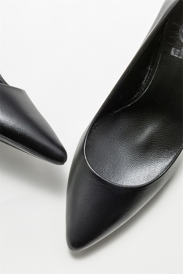 Siyah deri kadın stiletto - Elle Shoes