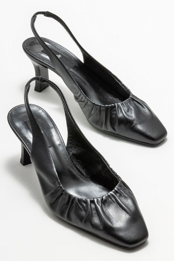 Siyah deri kadın stiletto - Elle Shoes
