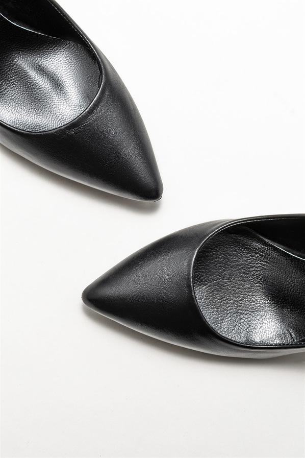 Siyah deri kadın stiletto - Elle Shoes