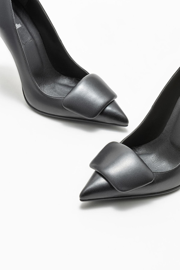 Siyah deri kadın stiletto - Elle Shoes