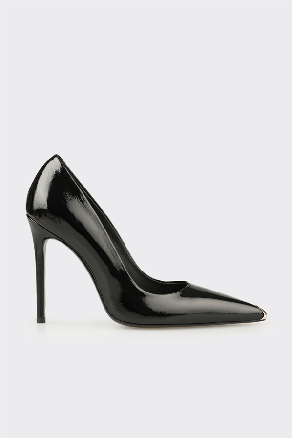 Siyah Deri Kadın Stiletto