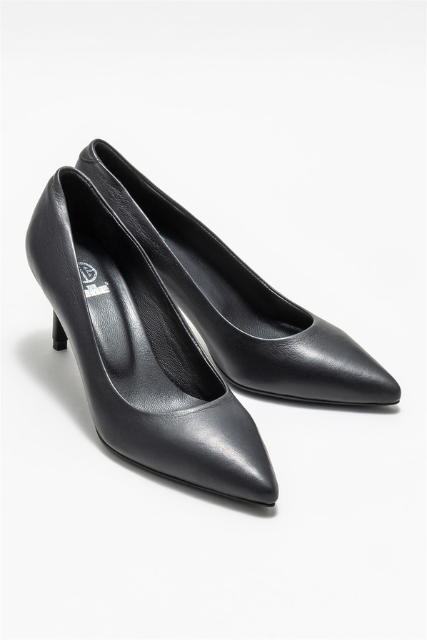 Siyah deri kadın stiletto - Elle Shoes