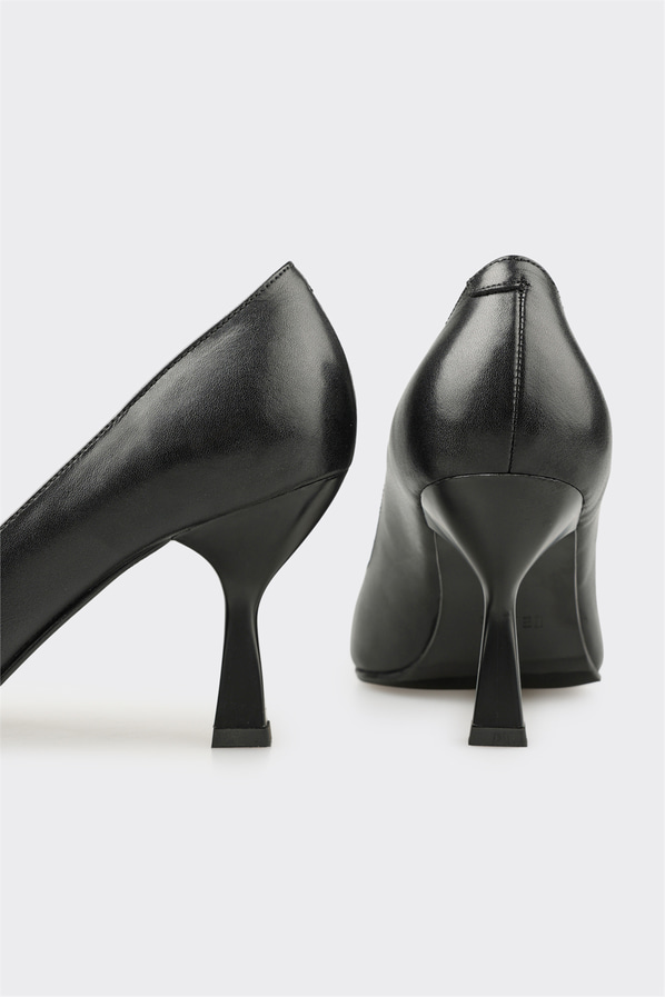 Siyah deri kadın stiletto - Elle Shoes
