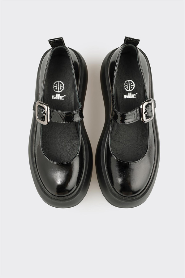 Siyah Deri Kadın Topuklu Ayakkabı