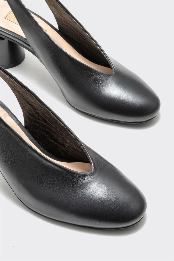 Siyah deri topuklu kadın ayakkabı - Elle Shoes