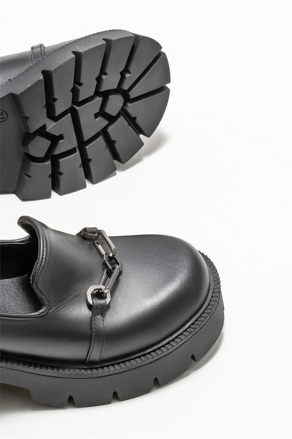 Siyah deri topuklu kadın ayakkabı - Elle Shoes