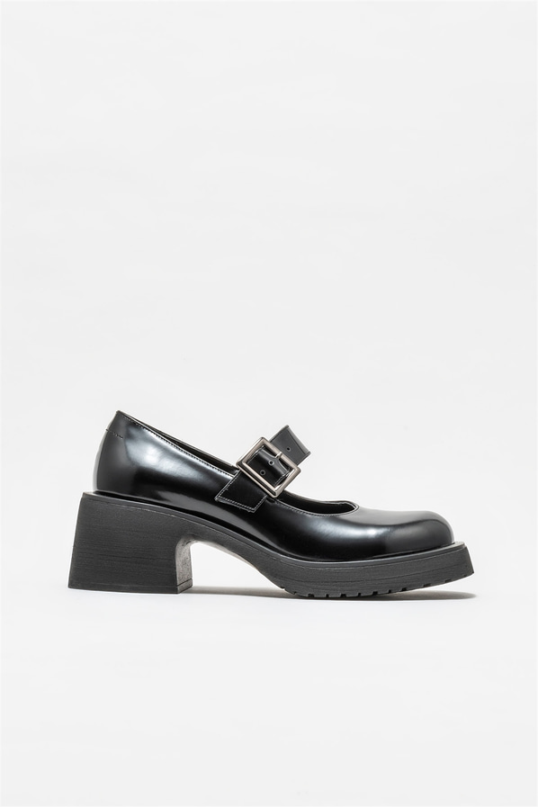 Siyah deri topuklu kadın ayakkabı - Elle Shoes